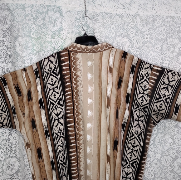 Men's big & tall size 30W/50 button down shirt, brown, tan black - Picture 2 of 4